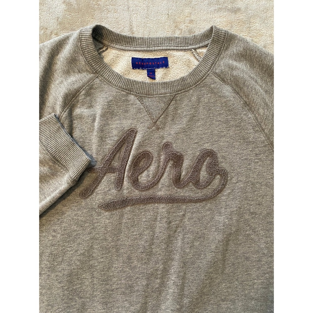 Aeropostale Womens Gray Aero Graphic Sweatshirt Crewneck‎ Long Sleeve XL